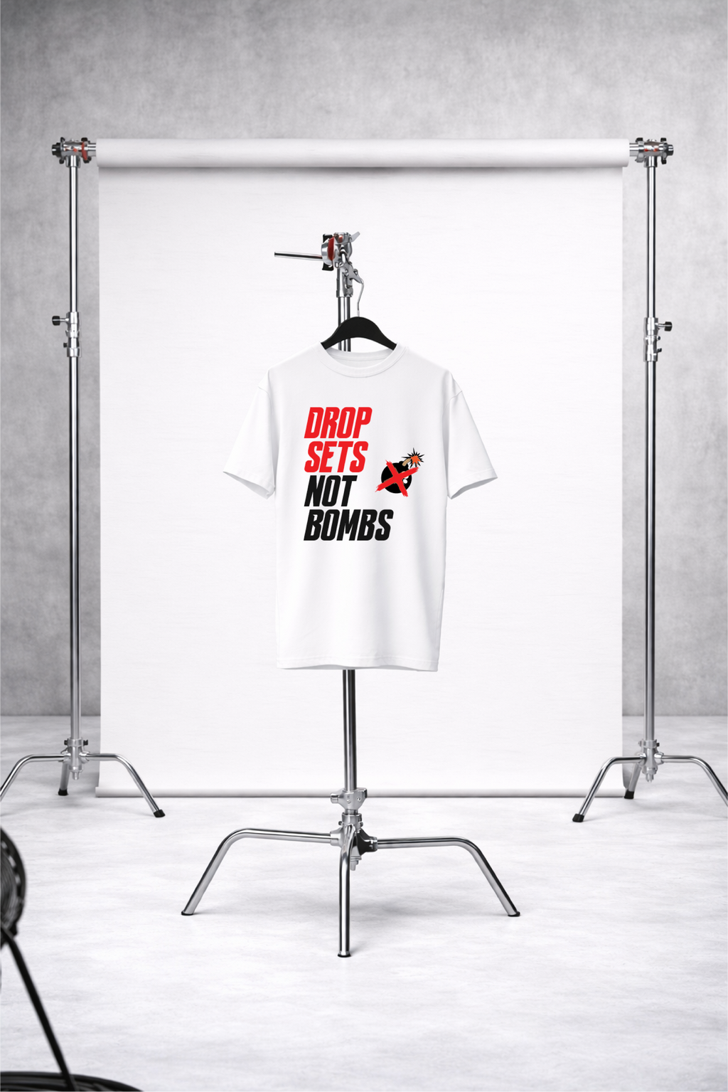 Drop Sets Not Bombs T-Shirt Ftiness Anti-War Gym Tee