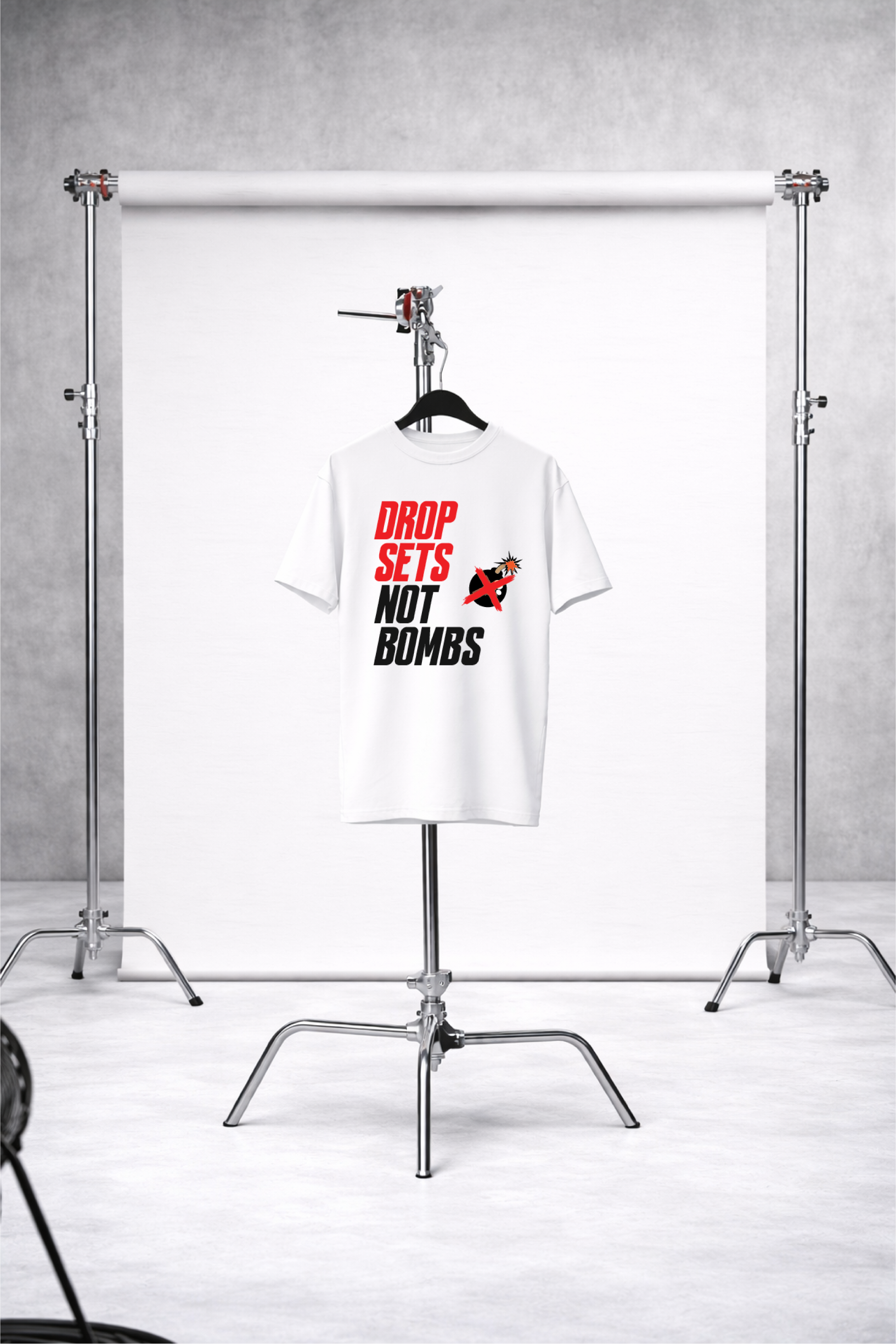 Drop Sets Not Bombs T-Shirt Ftiness Anti-War Gym Tee